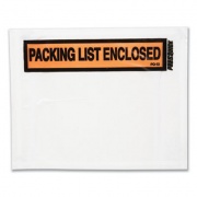 Duck Packing List Envelopes, Top-Print Front: Packing List/Invoice Enclosed, 4.5 x 5.5, Clear/Orange, 500/Box (PL500V)