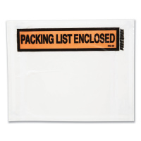 Duck Packing List Envelopes, Top-Print Front: Packing List/Invoice Enclosed, 4.5 x 5.5, Clear/Orange, 500/Box (DUCPL500V)