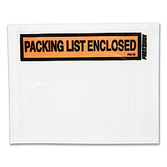 Duck Packing List Envelopes, Top-Print Front: Packing List/Invoice Enclosed, 4.5 x 5.5, Clear/Orange, 500/Box (DUCPL500V)