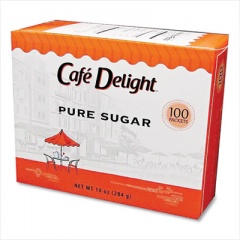 Cafe Delight Pure Sugar Packets, 0.10 oz Packet, 100 Packets/Box (23310)