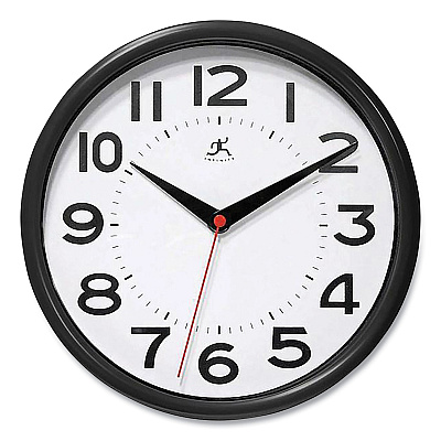 Infinity Instruments Metro Wall Clock, 9" Diameter, Black Case, 1 AA (sold separately) (IFM14220BK3364)