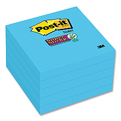 Post-it Self-Stick Notes, 3" x 3", Electric Blue, 90 Sheets/Pad, 5 Pads/Pack (MMM6545SSBE)