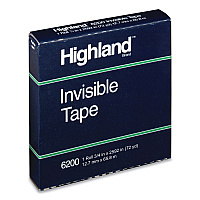 Highland Invisible Permanent Mending Tape, 3" Core, 0.5" x 72 yds, Clear (MMM6200122592)