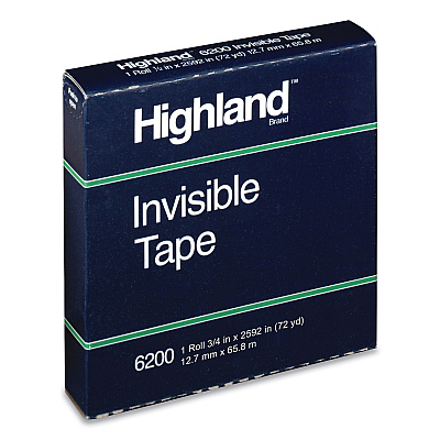 Highland Invisible Permanent Mending Tape, 3" Core, 0.5" x 72 yds, Clear (MMM6200122592)