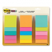 Post-it Notes Super Sticky Pad Collection Assortment Pack, 3" x 3", Energy Boost and Supernova Neon Color Collections, 45 Sheets/Pad, 15 Pads/Pack (65415SSMLTI2)