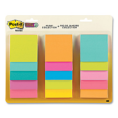 Post-it Notes Super Sticky Pad Collection Assortment Pack, 3" x 3", Energy Boost and Supernova Neon Color Collections, 45 Sheets/Pad, 15 Pads/Pack (MMM65415SSMLTI2)