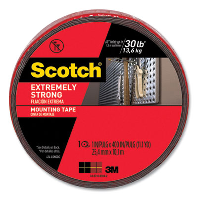 Scotch Extreme Mounting Tape, Permanent, Holds Up to 0.5 lbs per Inch, 1" x 11.1 yds, Black (MMM414LONGDC)