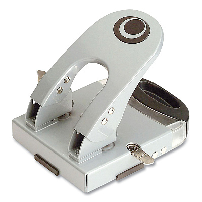 Officemate 50-Sheet Deluxe Two-Hole Punch, 1/4" Holes, Gray/Blue (OIC90101)