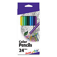 Pentel Arts Color Pencils, 1.98 mm, H (#3), Assorted Lead and Barrel Colors, 24/Pack (PENCB824PK)