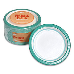 Perk Everyday Paper Plates, 8.5" dia, White/Teal, 125/Pack (PRK24375263)