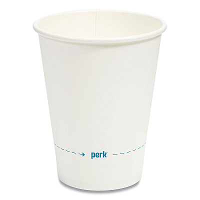 Perk White Paper Hot Cups, 12 oz, 50/Pack (PRK24431631)