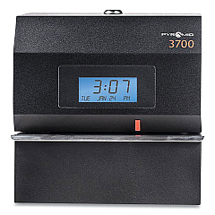 Pyramid Technologies 3700 Heavy-Duty Time Clock and Document Stamp, LCD Display, Black
