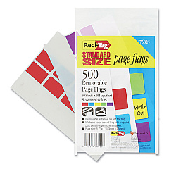 Redi-Tag Removable Page Flags, Red/Blue/Green/Yellow/Purple, 100/Color, 500/Pack (RTG76825)