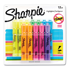 Sharpie Tank Style Highlighters, Assorted Ink Colors, Chisel Tip, Assorted Barrel Colors, Dozen (SAN25145)