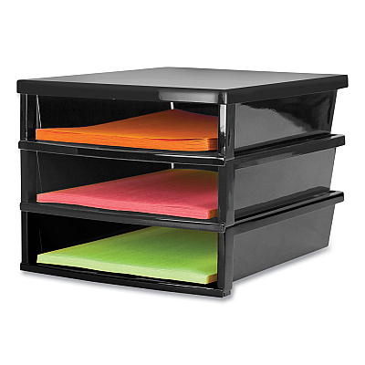 Storex Quick Stack Construction Paper Sorter, 3 Compartments, 11 x 12.4 x 8.7, Black (STX61642E01C)