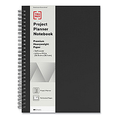 TRU RED Wirebound Soft-Cover Project-Planning Notebook, 1-Subject, Project-Management Format, Black Cover, (80) 9.5 x 6.5 Sheets (TUD24377281)