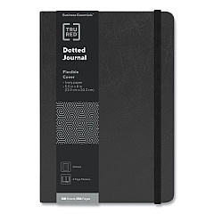 TRU RED Flexible-Cover Business Journal, Elastic Closure, 1-Subject, Dotted Rule, Black Cover, (128) 8 x 5.5 Sheets (TUD24377283)