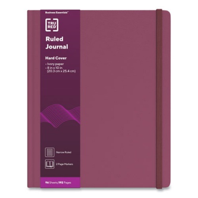 TRU RED Hardcover Business Journal, 1 Subject, Narrow Rule, Purple Cover, 10 x 8, 96 Sheets (24383523)