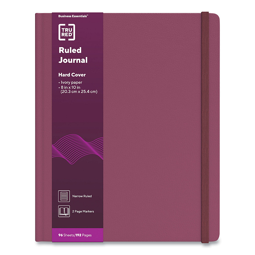 TRU RED Hardcover Business Journal, 1-Subject, Narrow Rule, Purple Cover, (96) 10 x 8 Sheets (TUD24383523)