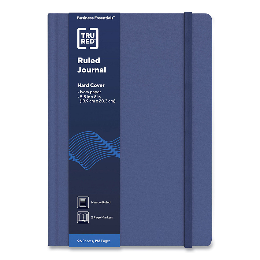 TRU RED Hardcover Business Journal, 1-Subject, Narrow Rule, Blue Cover, (96) 8 x 5.5 Sheets (TUD24383528)