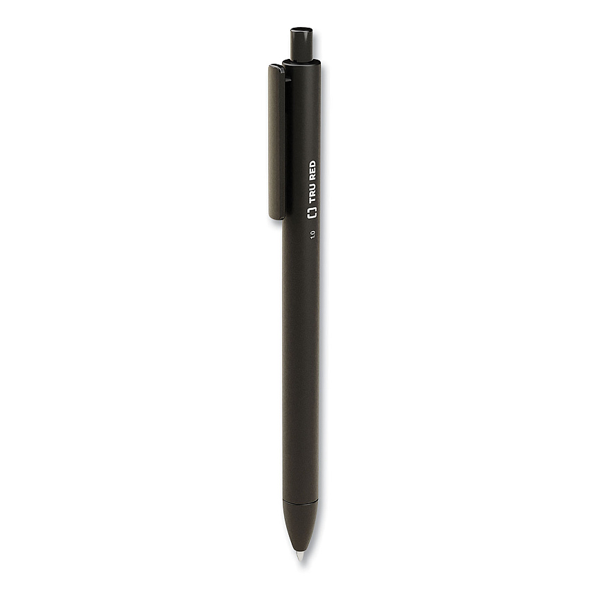 TRU RED Quick Dry Gel Pen, Retractable, Bold 1 mm, Black Ink, Black Barrel, 5/Pack (TUD24399732)