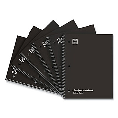 TRU RED One-Subject Notebook, Medium/College Rule, Black Cover, (70) 10.5 x 8 Sheets, 6/Pack (TUD24423005)