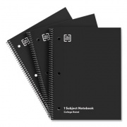 TRU RED One-Subject Notebook, Medium/College Rule, Black Cover, 11 x 8.5, 70 Sheets, 3/Pack (24423011)