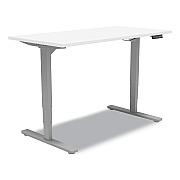 Union & Scale Essentials Electric Sit-Stand Desk, 55.1" x 27.5" x 25.9" to 51.5", White/Aluminum (UOS24388476)