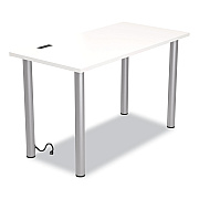 Union & Scale Essentials Writing Table-Desk with Integrated Power Management, 47.5" x 23.7" x 28.8", White/Aluminum (UOS24398970)