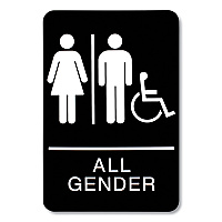Headline Sign ADA Sign, All Gender/Wheelchair Accessible Tactile Symbol, Plastic, 6 x 9, Black/White (USS9486)
