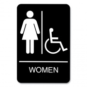 Headline Sign ADA Sign, Women/Wheelchair Accessible Tactile Symbol, Plastic, 6 x 9, Black/White (9005)