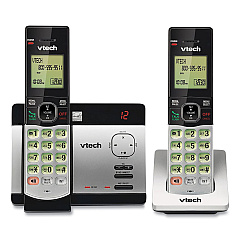 Vtech CS5129-2 Two-Handset Cordless Telephone System, DECT 6.0, Silver/Black