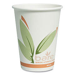 Solo Bare Eco-Forward Recycled Content PCF Paper Hot Cups, ProPlanet Seal, 12 oz, Green/White/Beige, 1,000/Carton (SCC412RCN)