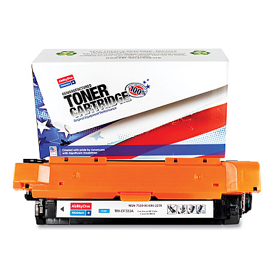 AbilityOne 7510016912279 Remanufactured CF331A (654A) Toner, 15,000 Page-Yield, Cyan