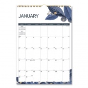 Blueline 12-Month Colorful Wall Calendar, Watercolor Gold Detail Floral Artwork, 12 x 17, White Sheets, 12-Month (Jan to Dec): 2023 (C173128)