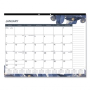 Blueline Monthly Desk Pad Calendar, Gold Detail Floral Artwork, 22 x 17, Black Binding, Clear Corners, 12-Month (Jan-Dec): 2023 (C194128)