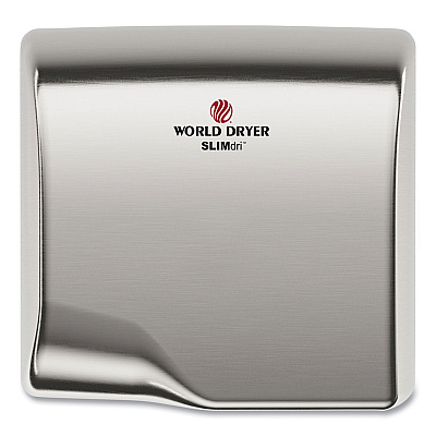 WORLD DRYER SLIMdri Hand Dryer, 110-240 V, 13.87 x 13 x 7, Brushed Stainless Steel (WRLL973A)
