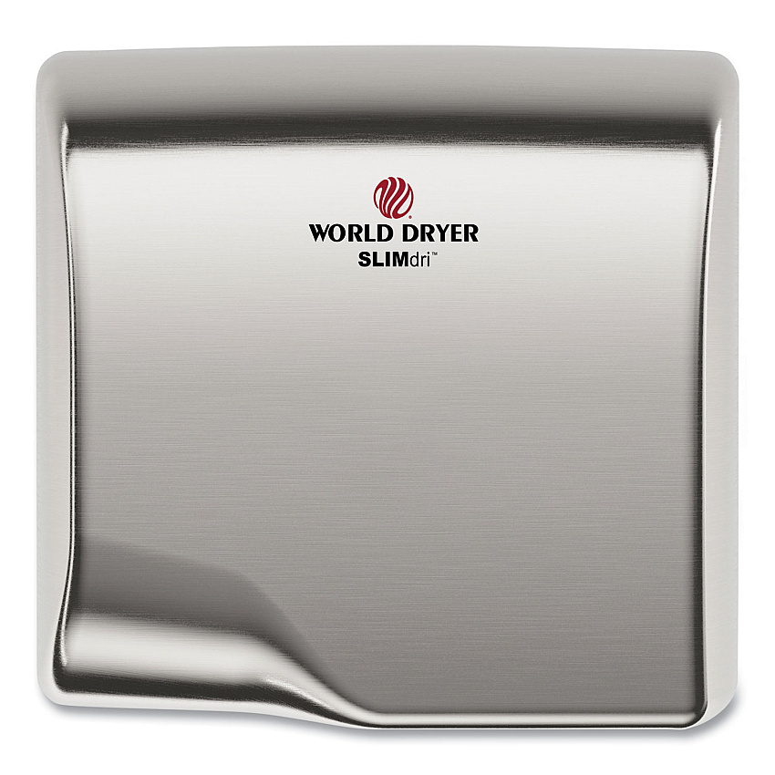 WORLD DRYER SLIMdri Hand Dryer, 110-240 V, 13.87 x 13 x 7, Brushed Stainless Steel (WRLL973A)