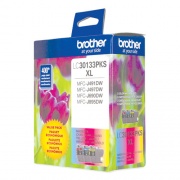 Brother LC30133PKS High-Yield Ink, 400 Page-Yield, Cyan/Magenta/Yellow