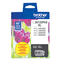 Brother LC30132PKS High-Yield Ink, 400 Page-Yield, Black, 2/Pack