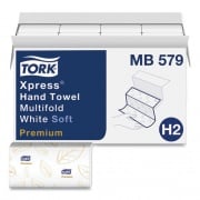 Tork Premium Soft Xpress 3-Panel Multifold Hand Towels, 2-Ply, 9.13 x 9.5, White with Blue Leaf, 135/Packs, 16 Packs/Carton (MB579)