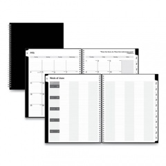 Blue Sky Solid Black Teacher's Weekly/Monthly Lesson Planner, Two-Page Spread (Nine Classes), 11 x 8.5, Black Cover, 2022 to 2023 (134433)