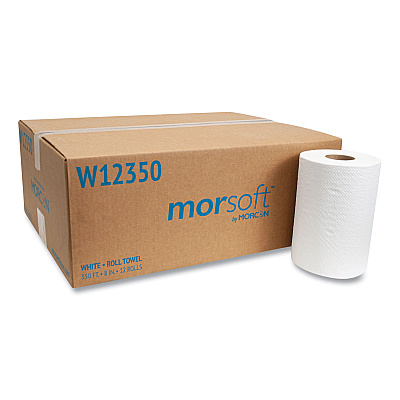 Morcon Tissue Morsoft Universal Roll Towels, 1-Ply, 8" x 350 ft, White, 12 Rolls/Carton (MORW12350)