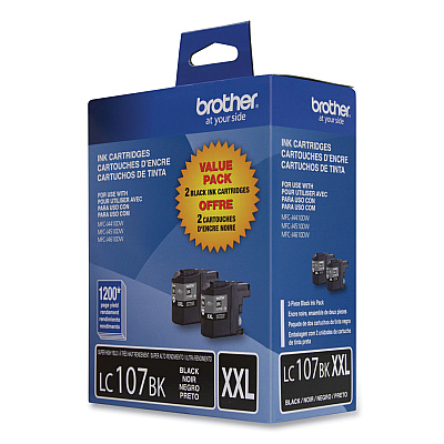 Brother LC1072PKS Innobella Super High-Yield Ink, 1,200 Page-Yield, Black, 2/Pack