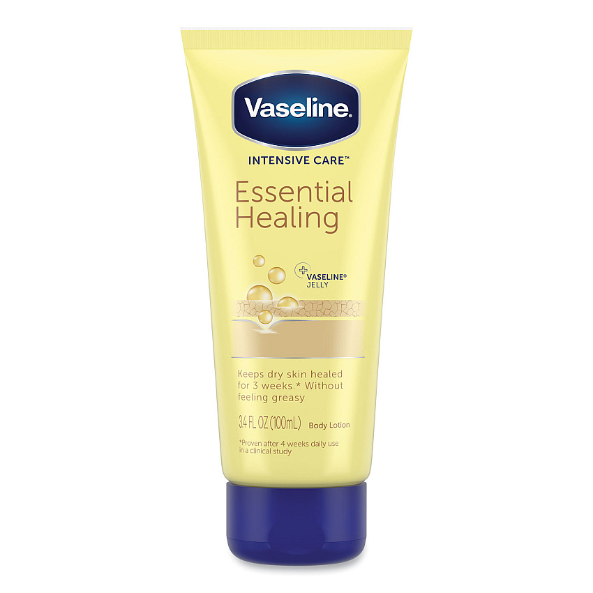 Vaseline Intensive Care Essential Healing Body Lotion, 3.4 oz Squeeze Tube, 12/Carton (UNI04448CT)