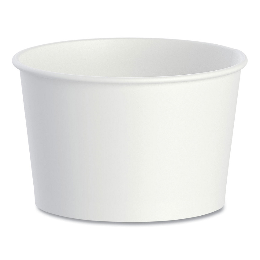 Solo Double Poly Paper Food Containers, 8 oz, 3.8" Diameter x 2.4"h, White, 50/Pack, 20 Packs/Carton (SCCVS60802050)