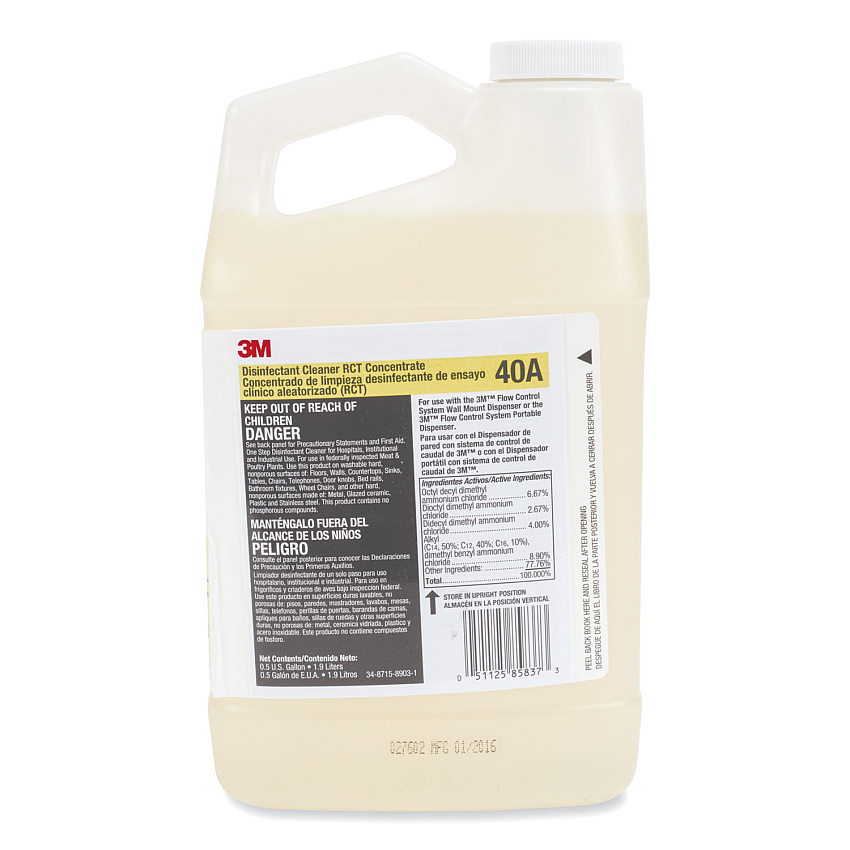 3M Disinfectant Cleaner Rct Concentrate, 0.5 Gal Bottle, Fragrance-Free, 4/carton (MMM40A)