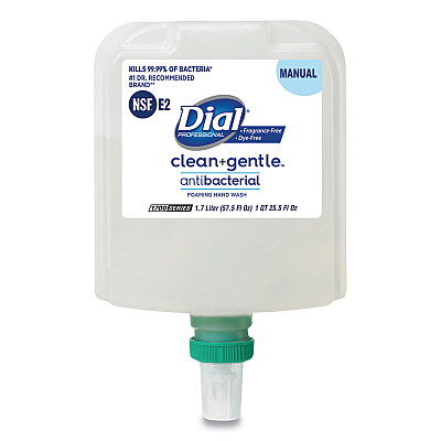Dial Professional Clean+Gentle Antibacterial Foaming Hand Wash Refill for 1700 Dispenser, Fragrance-Free, 1.7 L, 3/Carton (DIA32094)