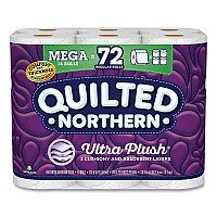 Quilted Northern Ultra Plush Bathroom Tissue, Mega Rolls, Septic Safe, 3-Ply, White, 284 Sheets/Roll, 18 Rolls/Carton (GPC874685)