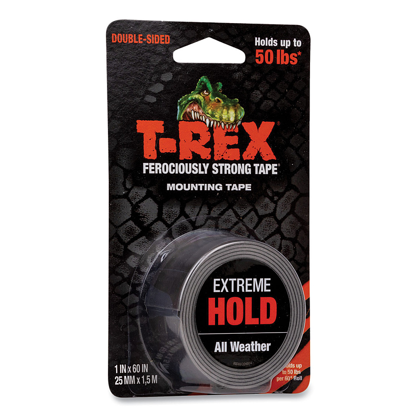 T-REX Extreme Hold Mounting Tape, 1.5" Core, 1" x 1.66 yds, Black (DUC285337)